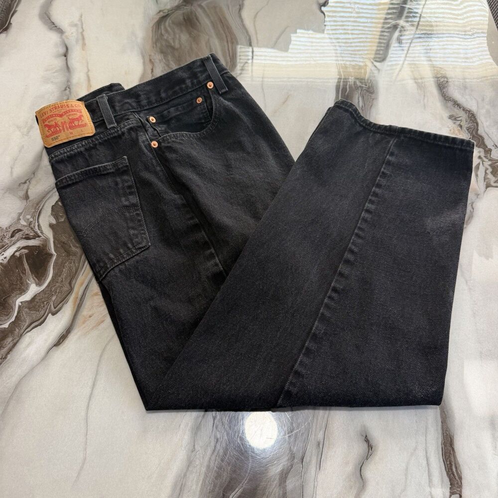 Levi's 550 Men's Black Relaxed Fit Tapered Jeans Size W44 L28 (Tag 44x30) 150th